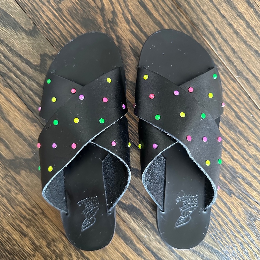 ANCIENT GREEK SANDALS Girls Little Thais Soft with Swarovski 32 EU / 1 US w/ BOX